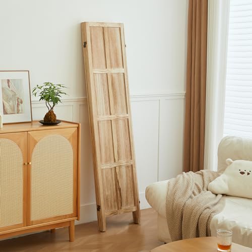 4 Panel Room Divider 5.6 FT Folding Privacy Screen Wooden Freestanding a7