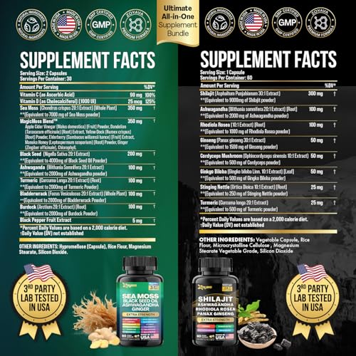 Sea Moss & Shilajit Supplement Bundle 7000mg x2 k7