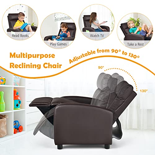 Kids Recliner Chair with Side Pockets and Footrest Beige k7