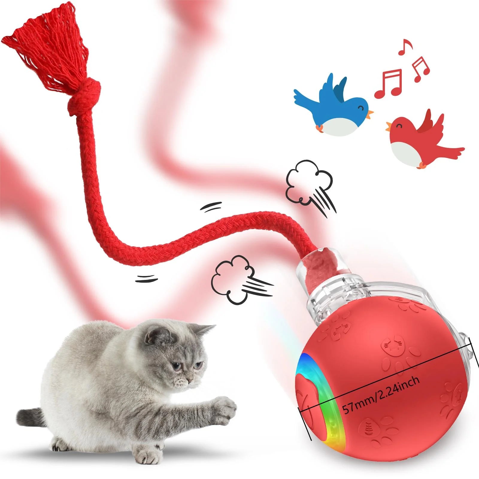 Interactive Cat Toy with Motion-Activated Rolling Ball7k