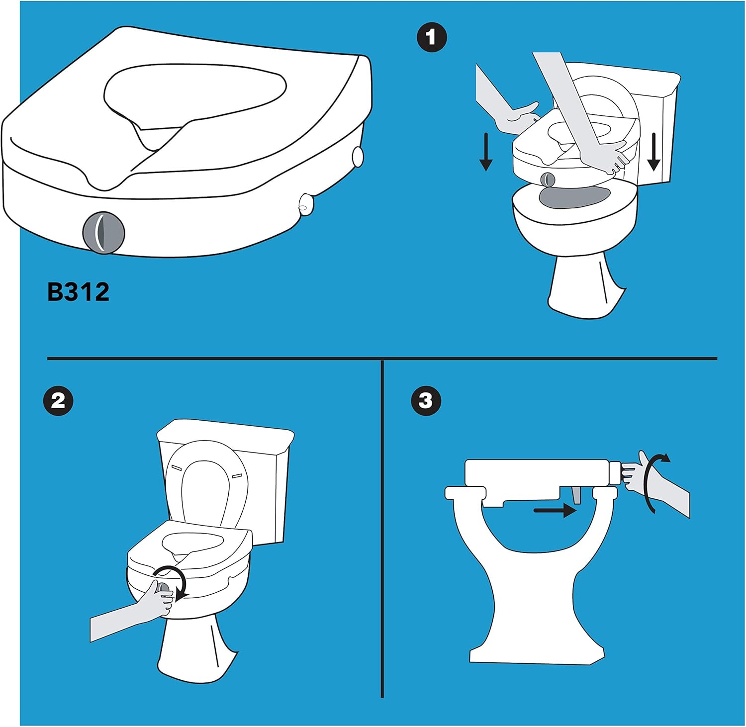 Raised Toilet Seat 5 Inch Lift Riser for Elderly White k7m