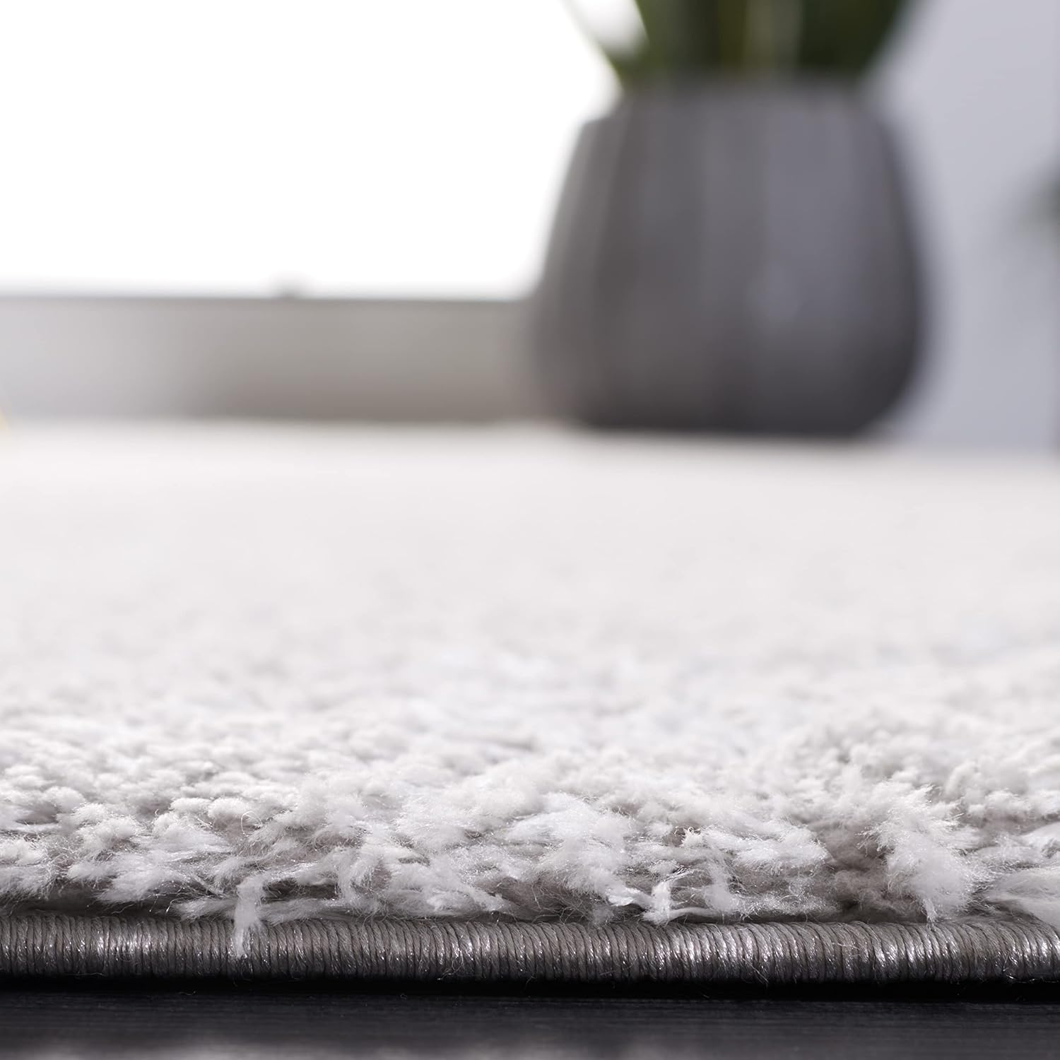 Shag Area Rug 8x10 Light Grey Non-Shedding Easy Care q7k