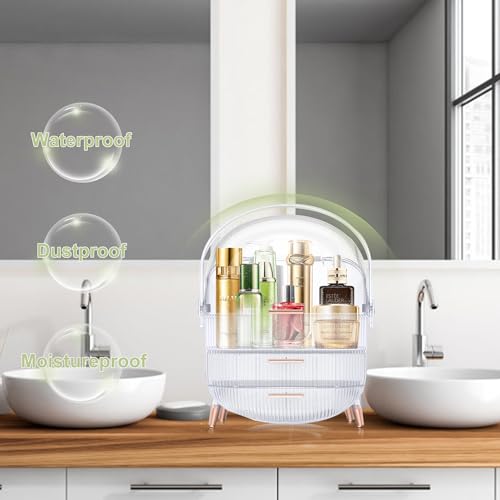 Makeup Organizer for Vanity Skincare Storage Crystal White k7