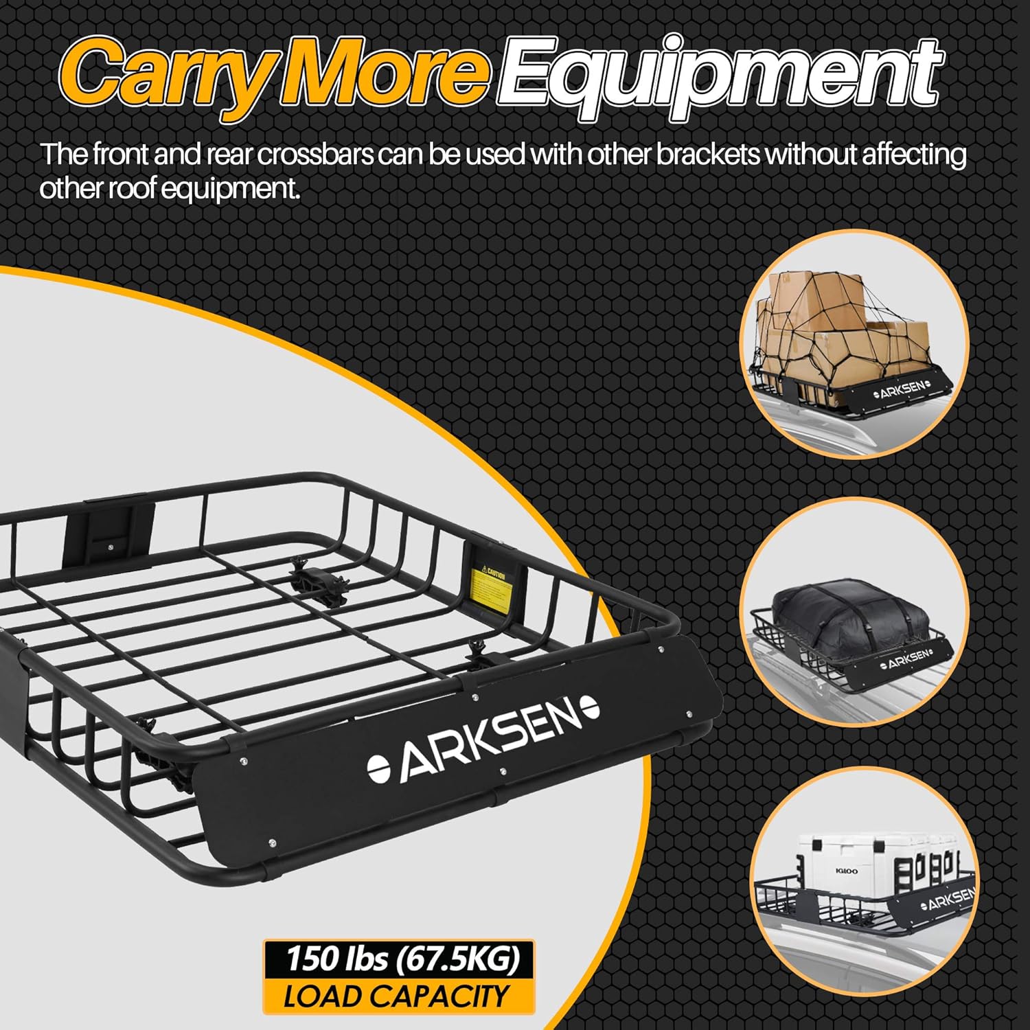 Roof Rack Cargo Basket with Soft-Shell Carrier for SUV Trucks Cars Black k7m