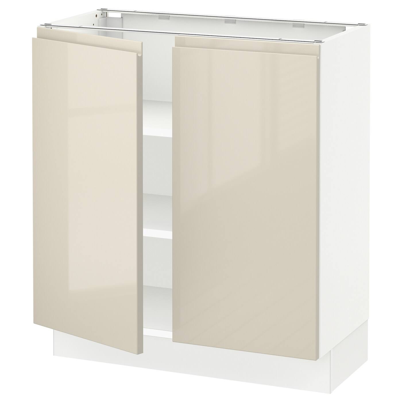 IKEA - SEKTION Base Cabinet with shelves/2 Doors, white/Voxtorp High-Gloss Light Beige, 30x15x30 69358657