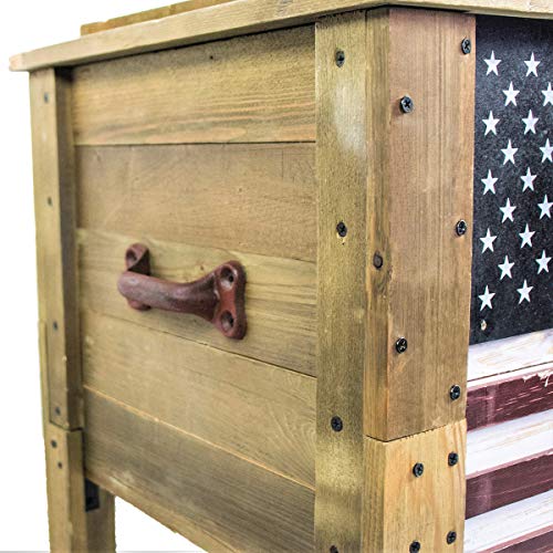 Outdoor Beverage Cooler with Folding Side Tables 87 Quart Rustic Brown k7