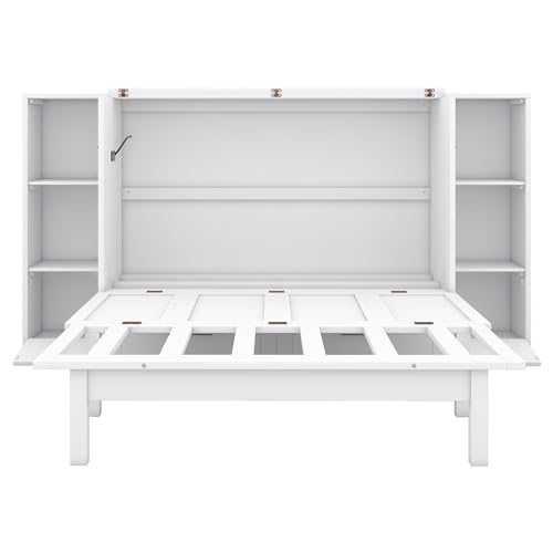Queen Size Murphy Bed with Storage Drawers and USB Ports a7k