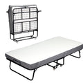 Folding Bed, Portable Foldable Bed with Mattress, 75"x 38" Rollaway Bed Guest Bed for Adults, Fold up Bed with Sturdy Metal Frame& Wheels, Space-Saving Sleeper Bed,Black