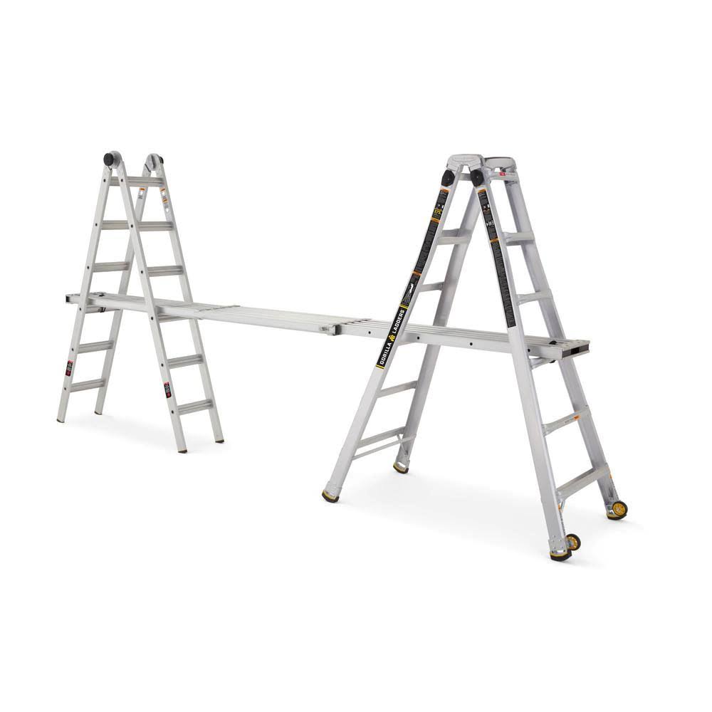 Aluminum Multi-Position Ladder with Wheels 26 ft, 375 lb Load Capacity k7