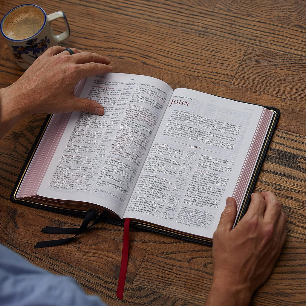 Reference Bible, Goatskin Leather, Black, Red Letter, Comfort Print a7