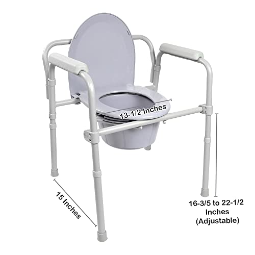 Folding Commode Chair with Bucket, Adjustable Height q7