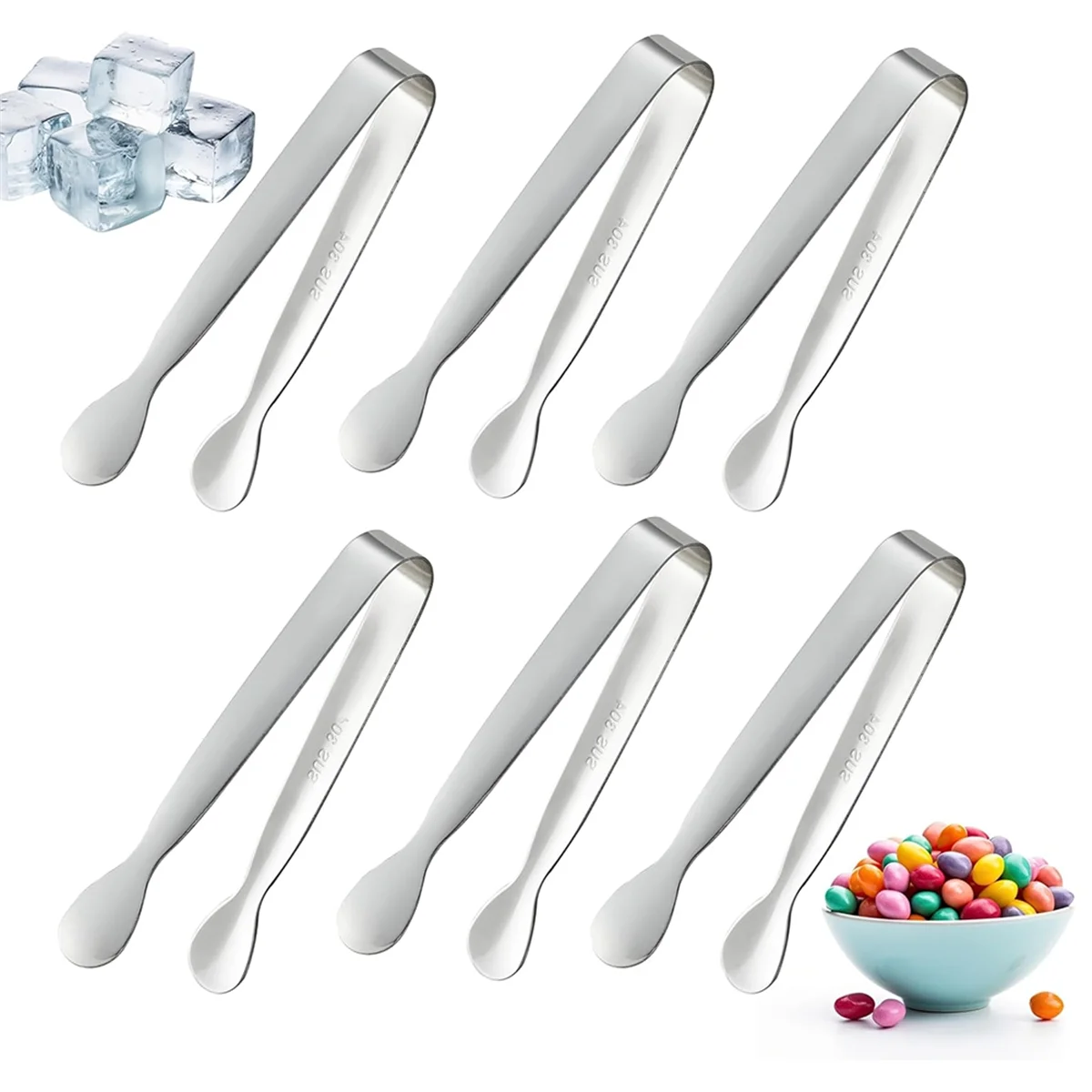 Mini Stainless Steel Serving Tongs 4.25 Inch x7