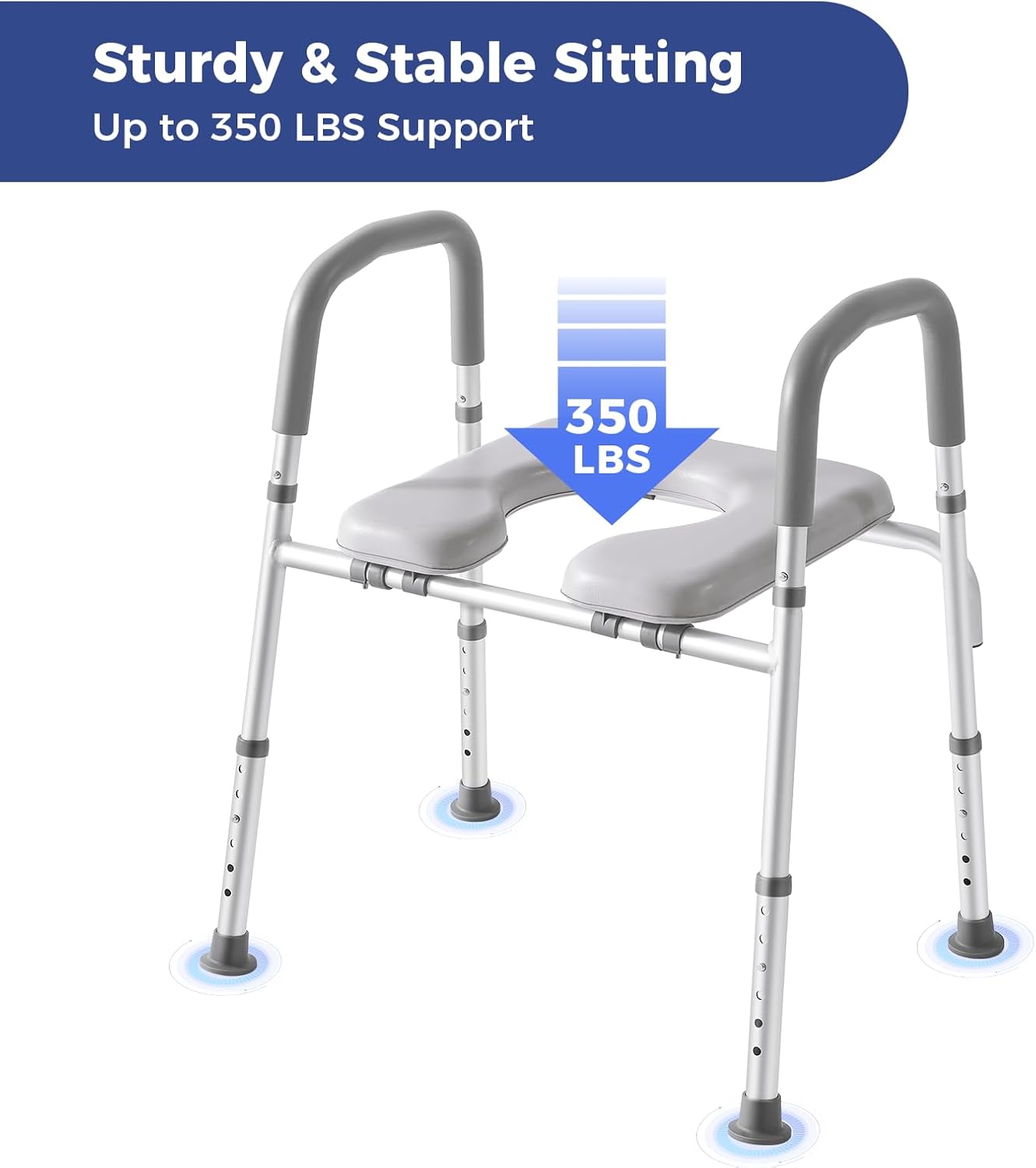 Elevated Toilet Seat Riser with Handles, Adjustable Width Height7k
