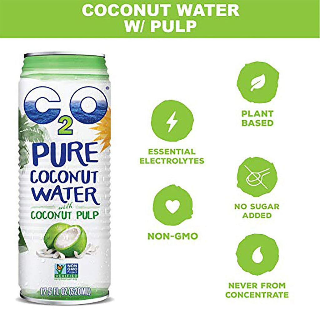 Coconut Water with Pulp, No Added Sugar, 17.5 fl oz Pack of 12 k7