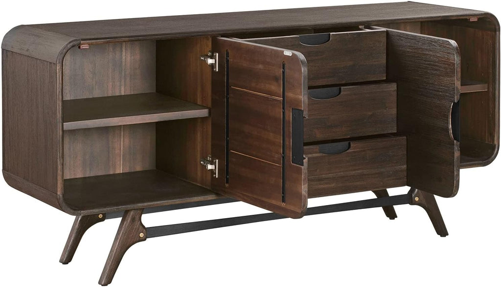 Serving Cabinet Buffet Sideboard with 3 Drawers, Brown q7