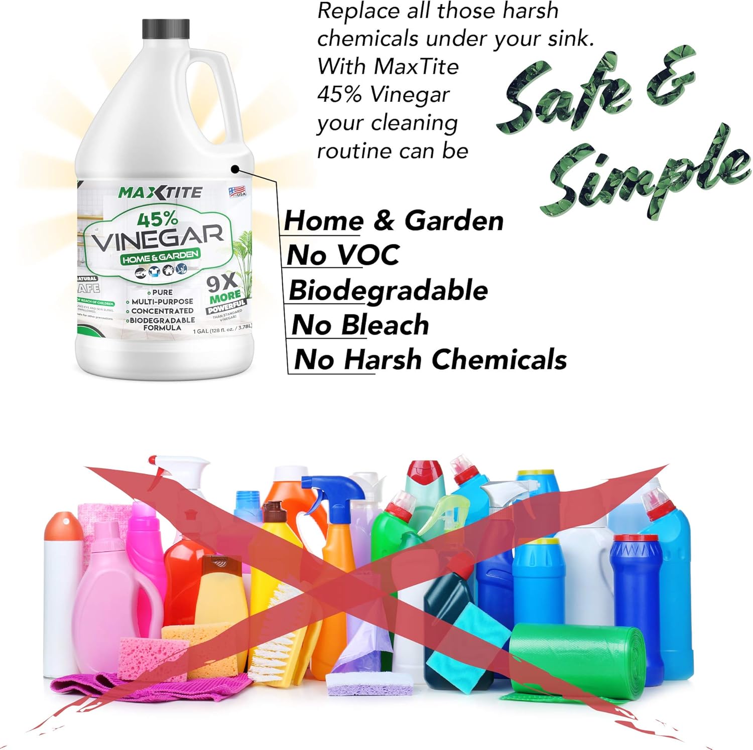 Concentrated Vinegar Cleaner for Home & Garden 1 Gallon k7