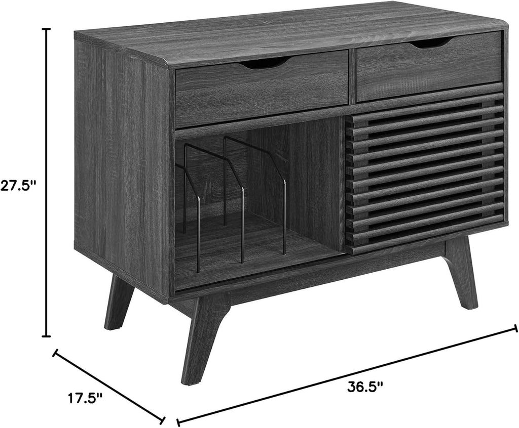 Vinyl Record Display Stand with Drawers a7k