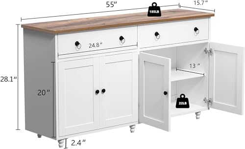 Black Buffet Cabinet with Storage and Gourd Legs k7m