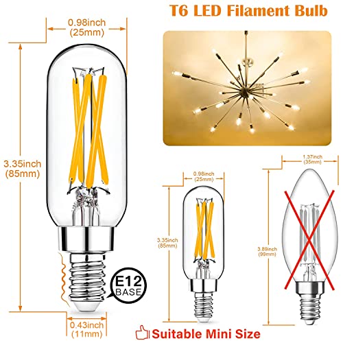 T6 LED Bulbs 4W E12 Candelabra 5000K Clear 12 Pack k7