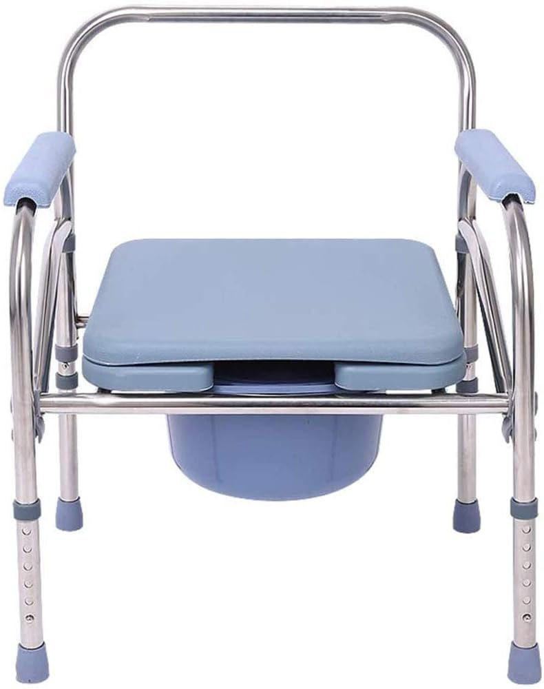 Portable Bedside Commode Chair, Non Slip Mobile Toilet, Adjustable Height for Elderly a7