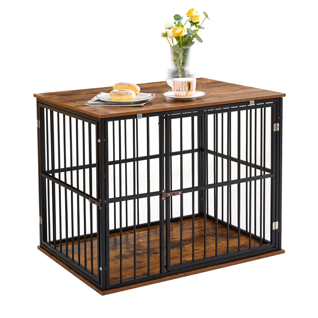 Wooden Dog Crate Furniture with Washable Cushion q7k