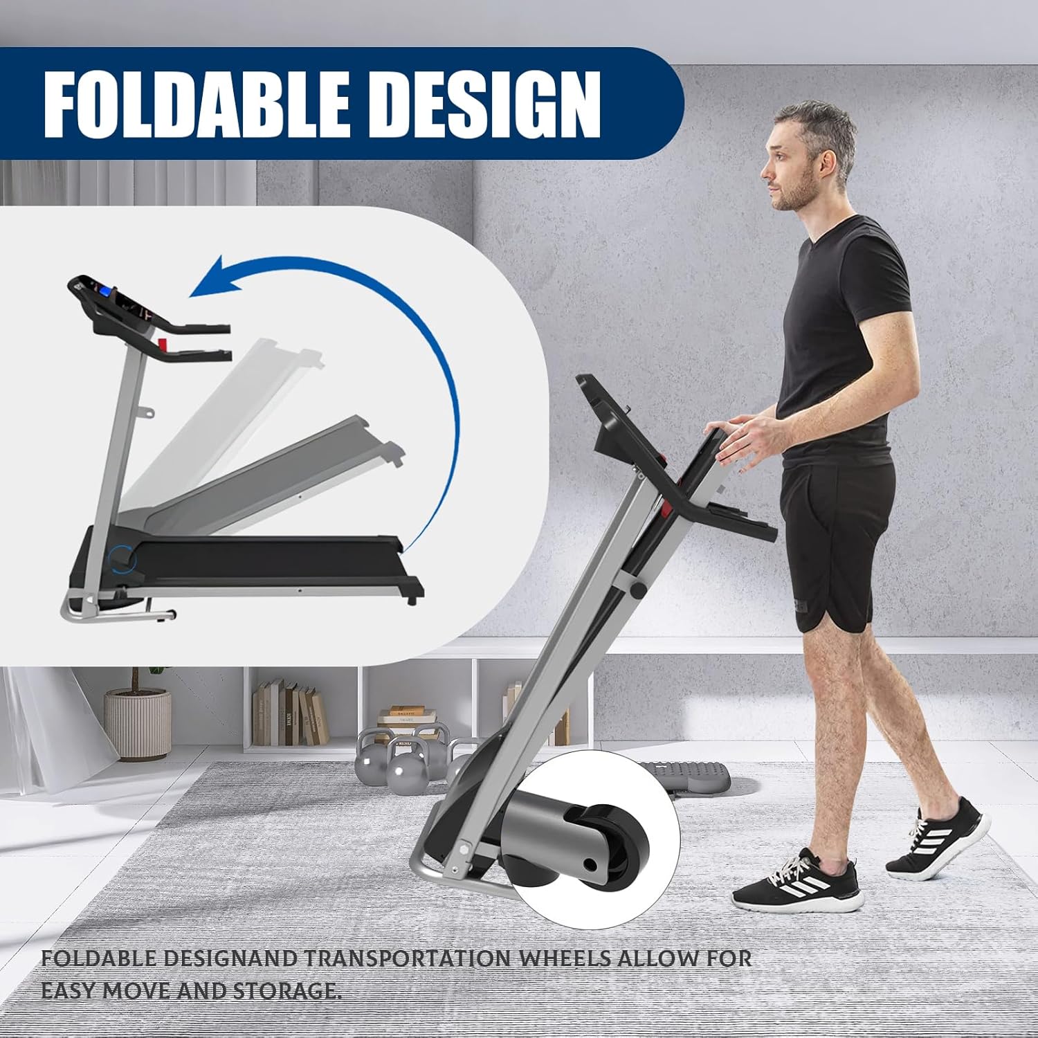 Folding Treadmill for Home Gym with Cup Holder a7
