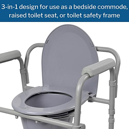Folding Commode Chair with Bucket, Adjustable Height q7