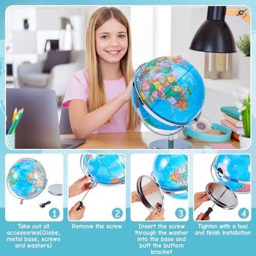 Illuminated World Globe with Stand for Kids Learning Blue a7