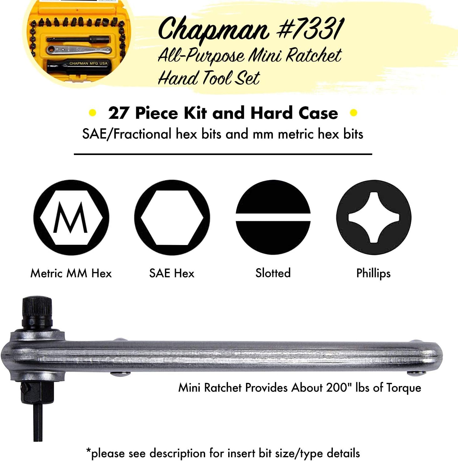 Screwdriver Set with 24 Insert Bits and Mini Ratchet Tool k7m