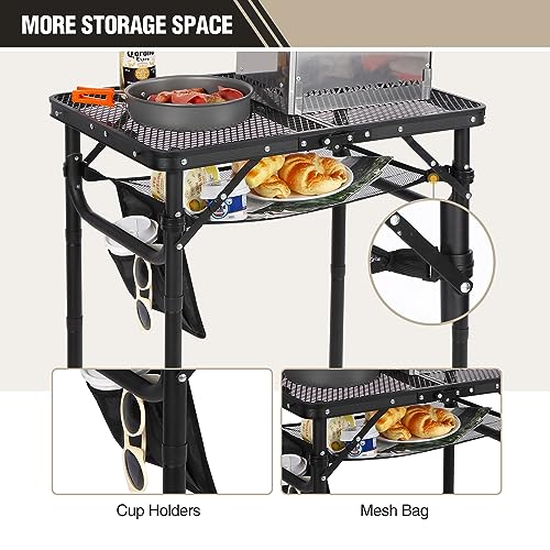 Folding Portable Grill Table for Camping BBQ Picnic, Lightweight Aluminum, Adjustable Heights 32x32 a7