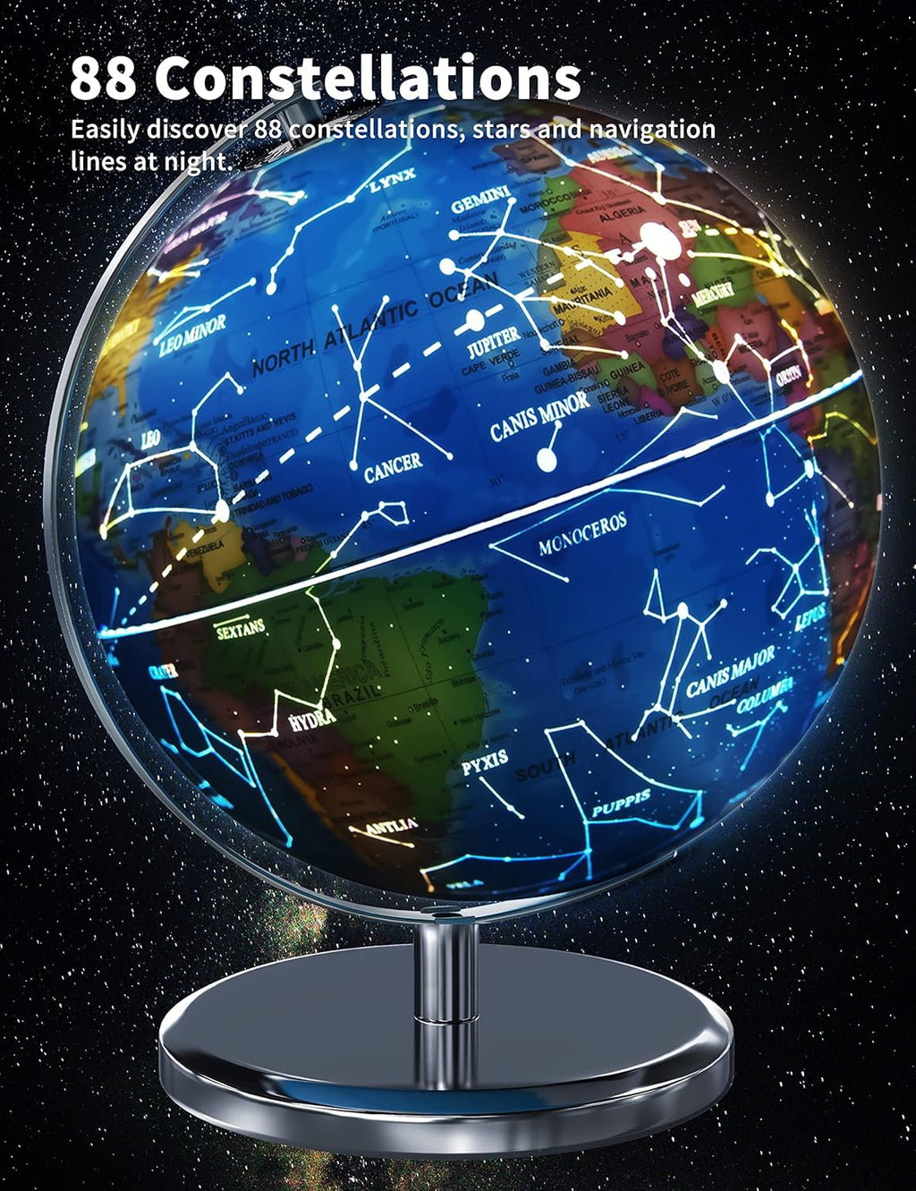 Illuminated Globe with Stand for Kids Learning 9in k7
