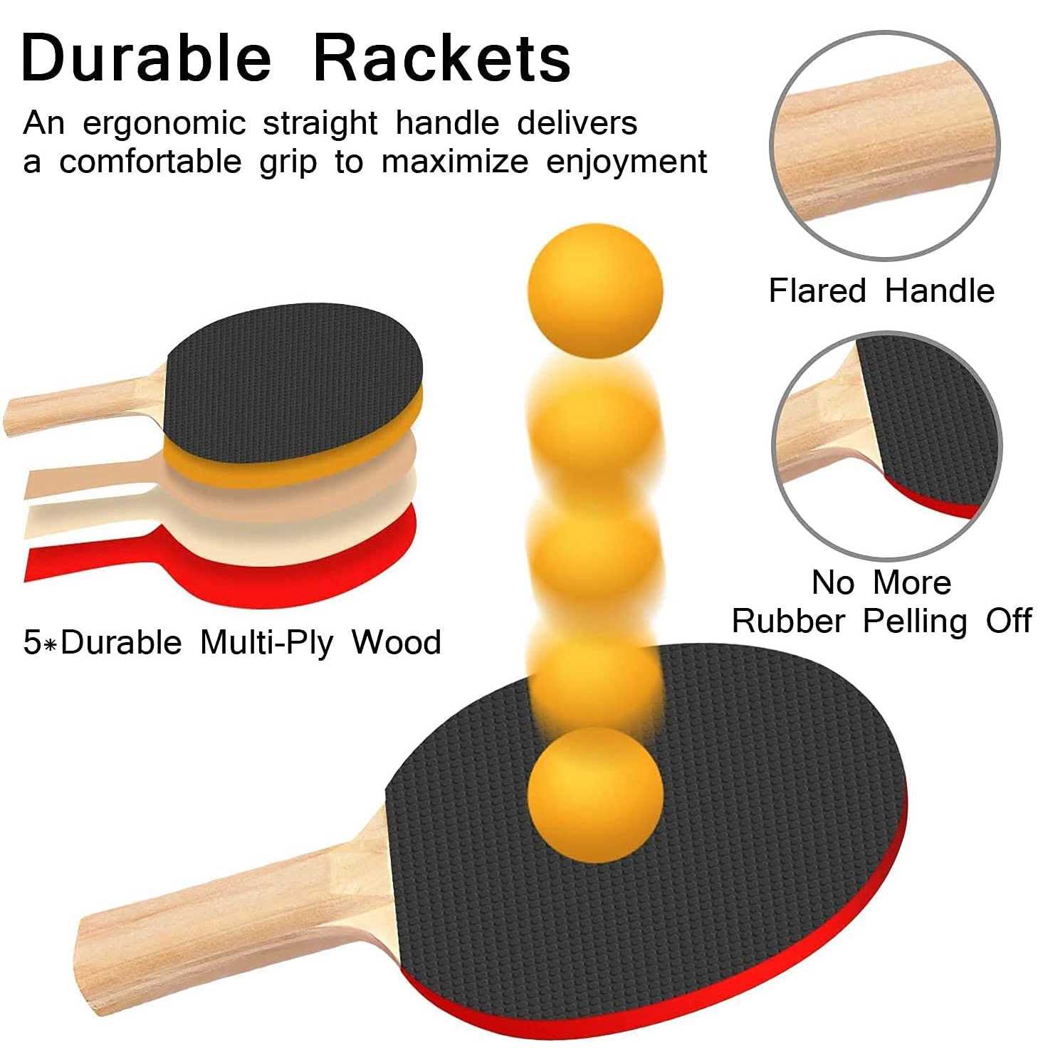 Ping Pong Paddle Set with Retractable Net and Carry Bag k7m