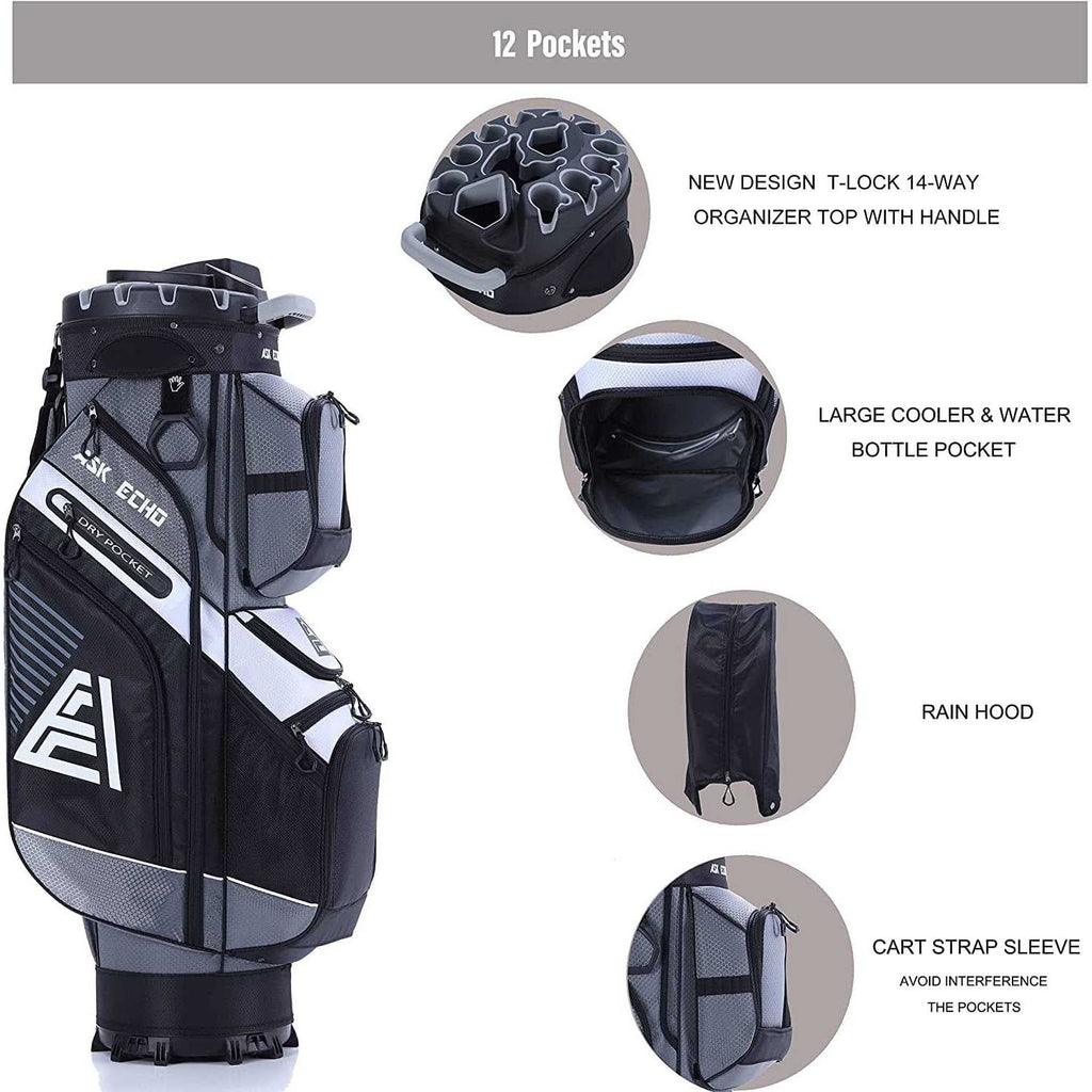 Golf Cart Bag 14 Way Organizer with Rain Cover k7m