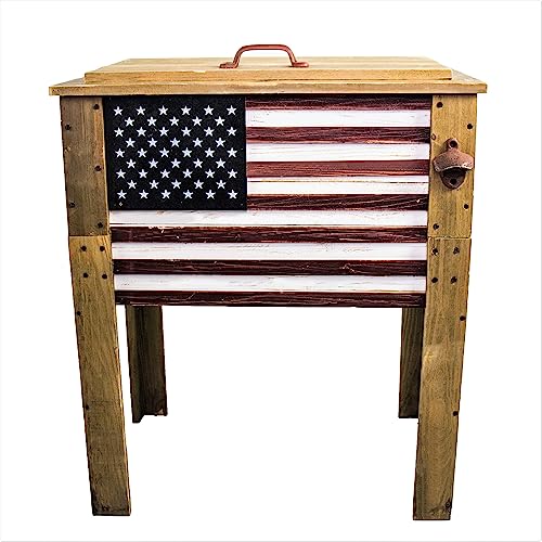 BACKYARD EXPRESSIONS PATIO · HOME · GARDEN 913284-NM Outdoor Beverage Cooler for Patio-87 Qt. w/Folding Side Tables-Rustic Brown-Backyard Expressions, 87 Quart, Natural Wood