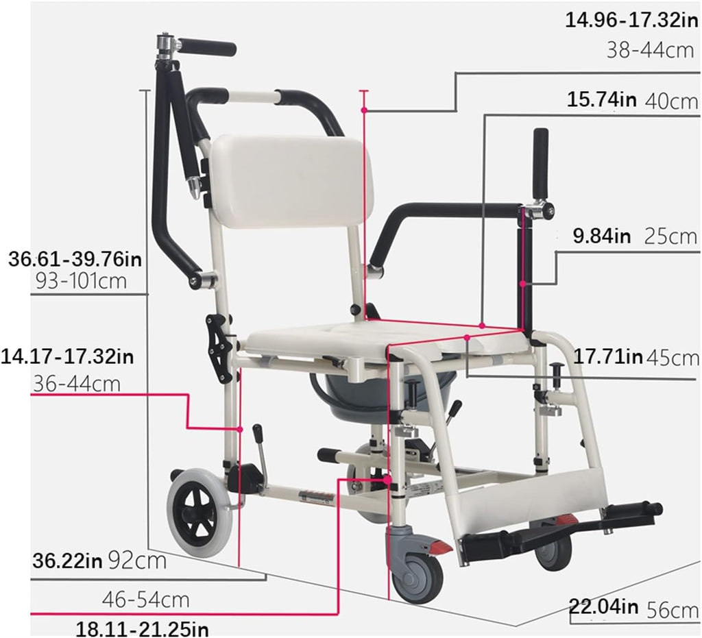 Bedside Toilet Rolling Shower Wheelchair for Elderly Transfer a7