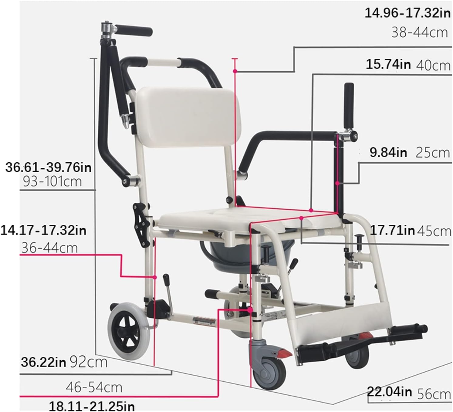Bedside Toilet Rolling Shower Wheelchair for Elderly Transfer a7