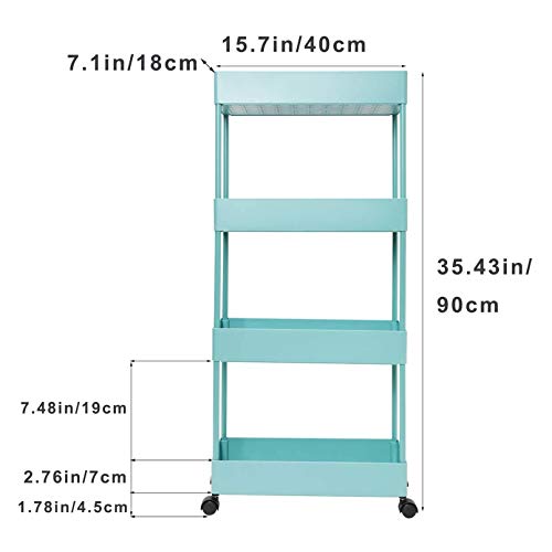 4-Tier Slim Rolling Utility Cart with Mesh Baskets for Narrow Spaces k7q