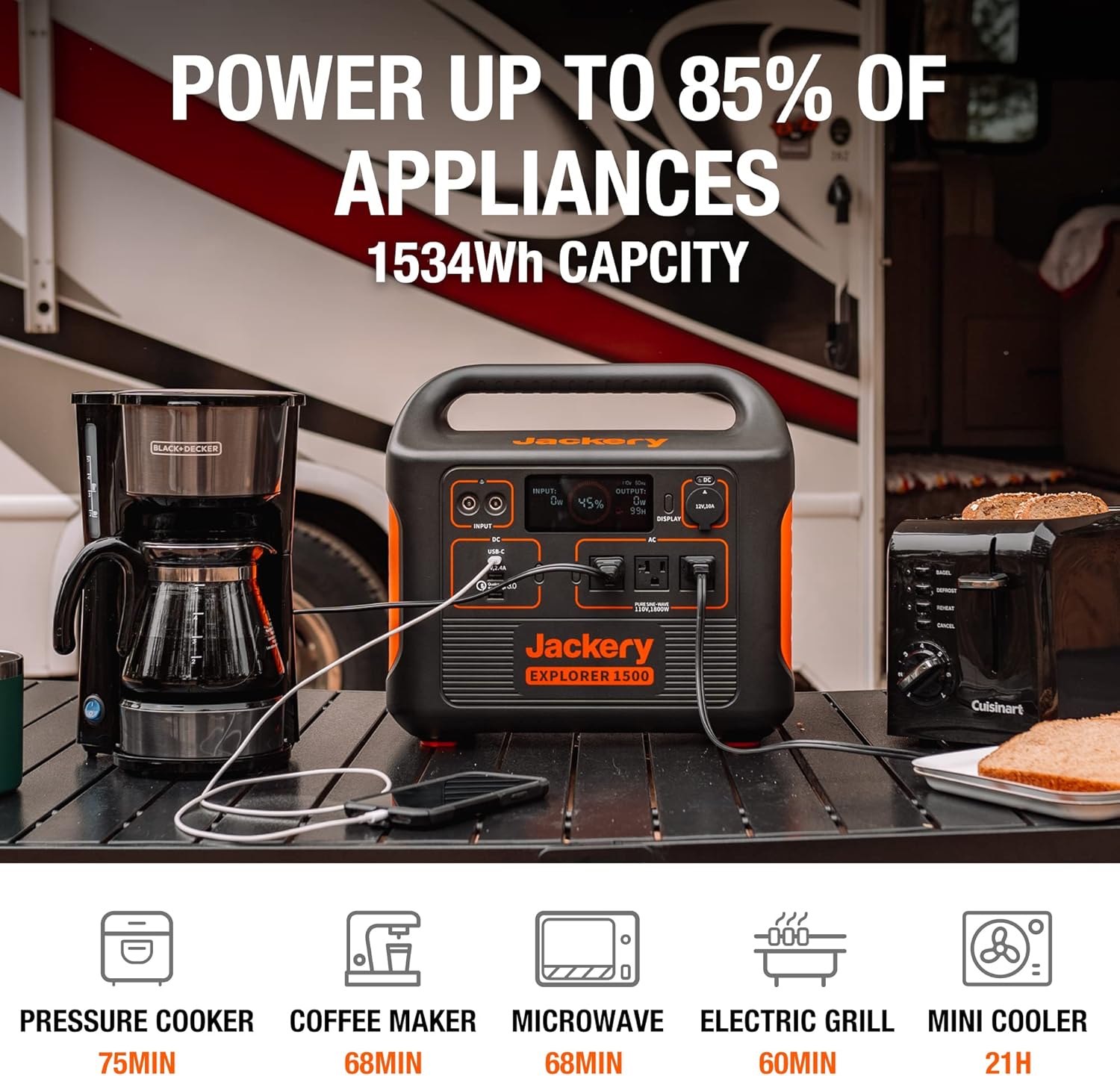 Portable Power Station 1534Wh Generator with AC Outlets for Camping RV k7