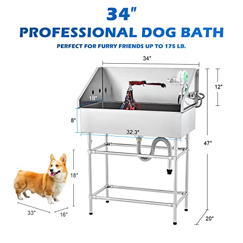 Stainless Steel Dog Washing Station for Small & Medium Dogs k7p