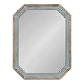 Kate and Laurel Palmer Large Rustic Octagon Wall Mirror, 36" x 28", Coastal Blue and Rustic Brown, Distressed Two-Tone Farmhouse Wall Accent