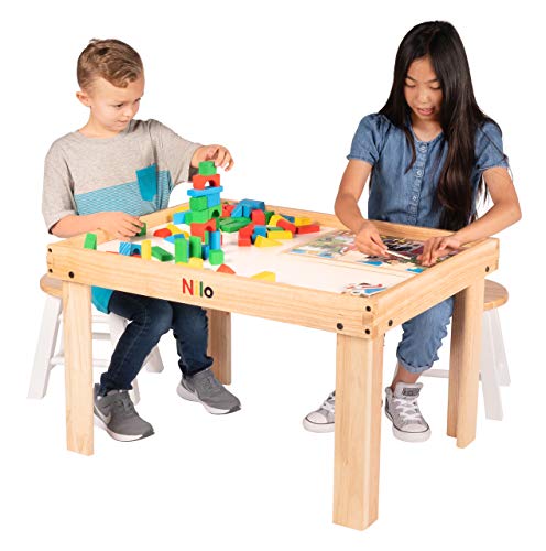 Kids Play Table Set with 2 Detachable Two-Sided Baseplates a7