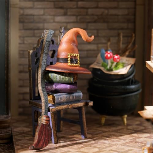 DIY Dollhouse Wooden Furniture Kit with Dust Cover and Music Box a7