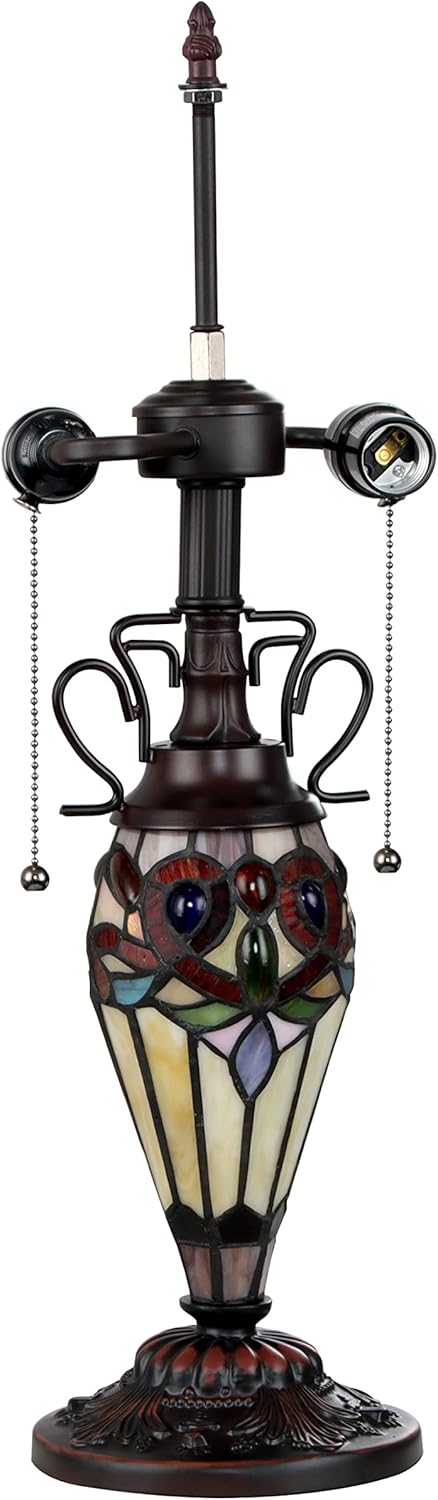 Tiffany-style Dark Bronze 3 Light Table Lamp 16" Shade k7m