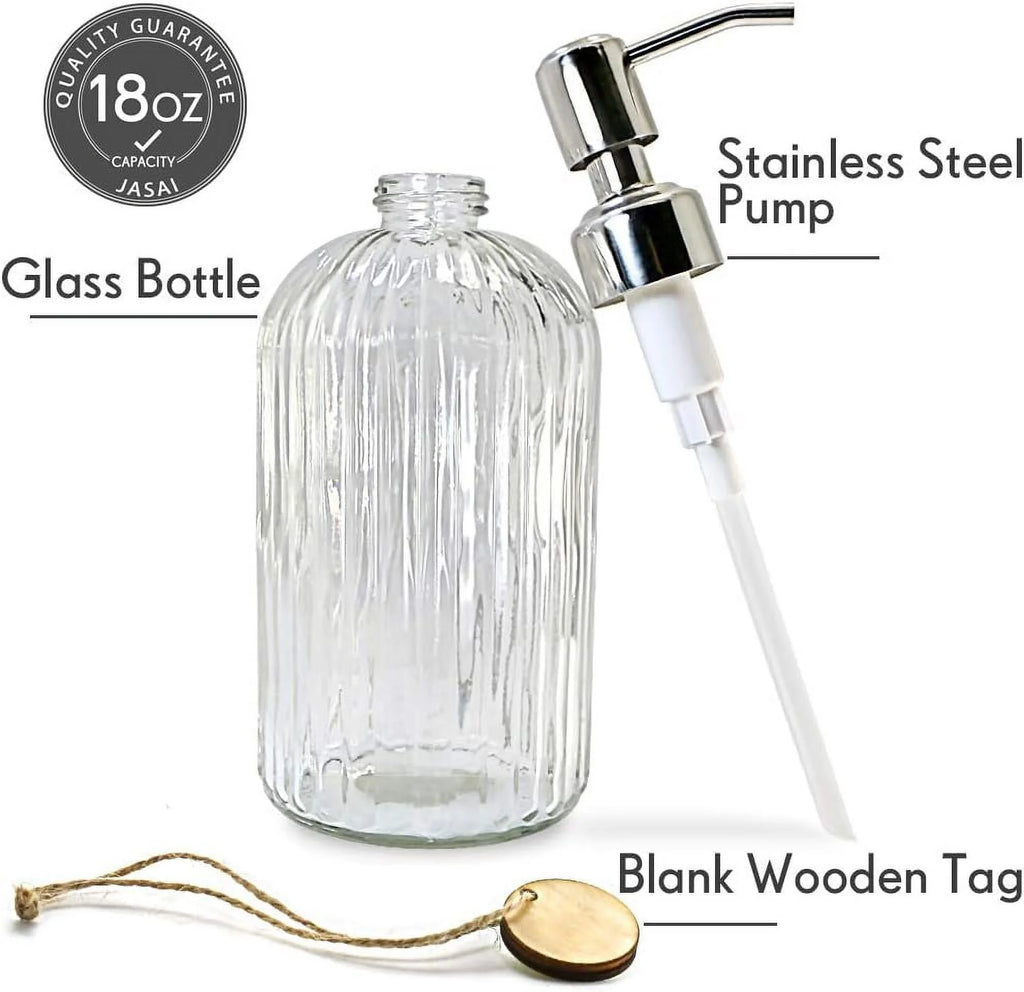 Clear Glass Soap Dispenser with Stainless Steel Pump a7k