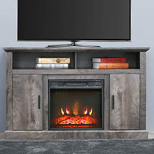 Electric Fireplace TV Stand Corner Console for TVs up to 42 Inch Rustic k7
