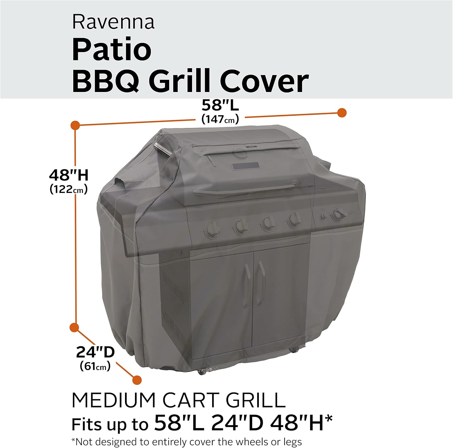 BBQ Grill Cover Water-Resistant 58 Inch Dark Taupe Pack of 2 k7m