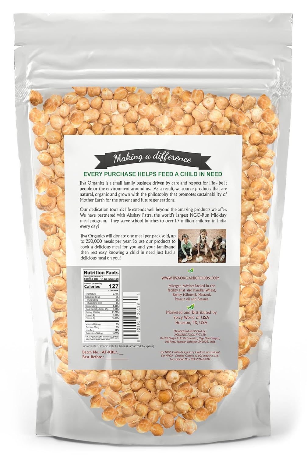 Organic Raw Chickpeas Whole Garbanzo Beans 4 LB Large Bag a7