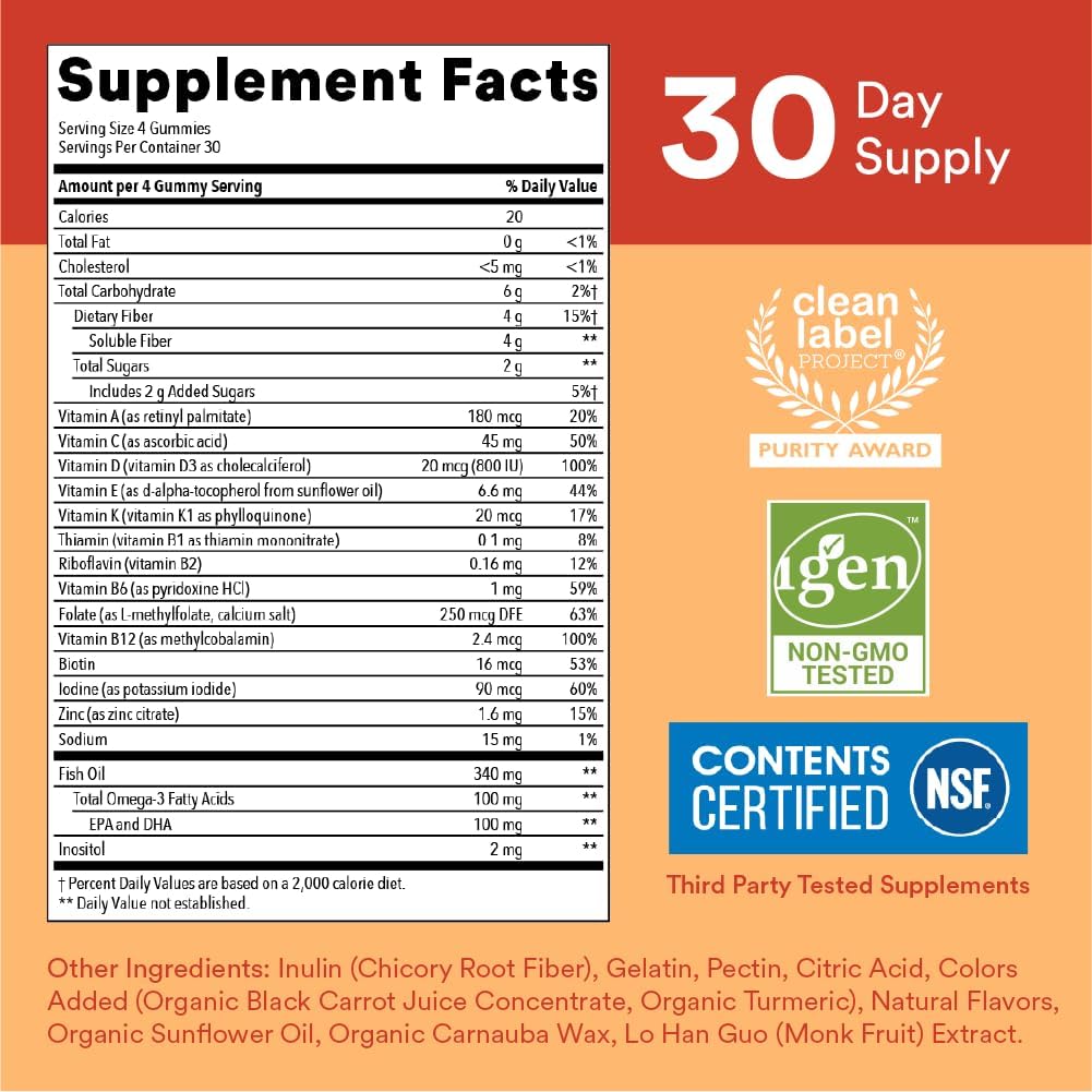 Sugar Free Kids Multivitamin Gummies with Omega 3 and Fiber a7