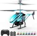 RC Helicopter Remote Control Helicopter for Kids Indoor Play 7+1 LED Light Modes, 30Mins Flight, Upgraded Gyro Stabilizer, Auto Hover, 3.5 Channel, One Key Start/Land, Auto Rotation, Circle Fly, Blue