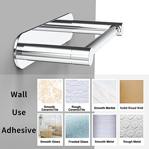 Adhesive Toilet Paper Holder Brushed Nickel Double Post Pivoting No Drilling Stainless Steel k7